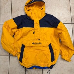 Vintage Columbia Anorak 1/2 Zip Pullover Small Yellow Ski Jacket 90s Sportswear